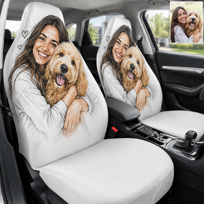 CCustom Photo Dog Car Seat Cover, Personalized Pet Picture Seat Protector, Dog Mom Car Gift THUC99