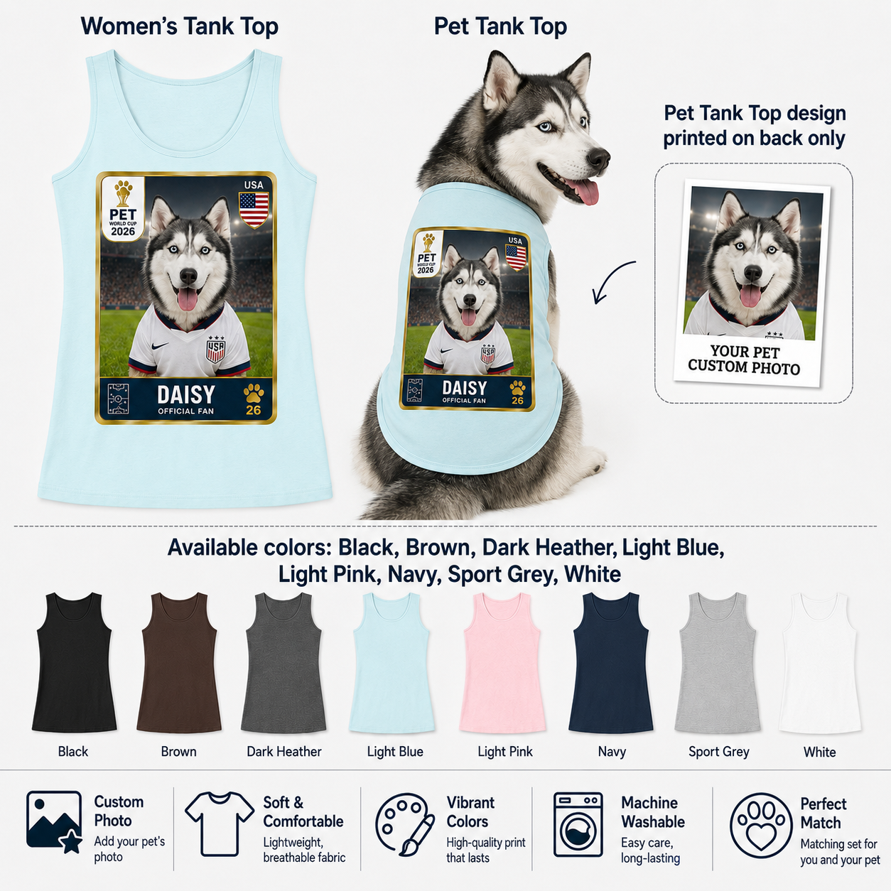 Personalized Women’s Dog Mom Tank Top with Matching Pet Tank Top Outfit THUC99