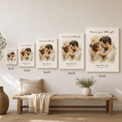 Custom Photo Dad And Daughter Canvas Wall Art - Custom Gift For Dad TOM99