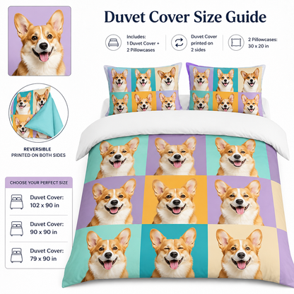 Personalized Pet Portrait Bedding Set, Custom Dog Photo Bed Sheet Set THUC99