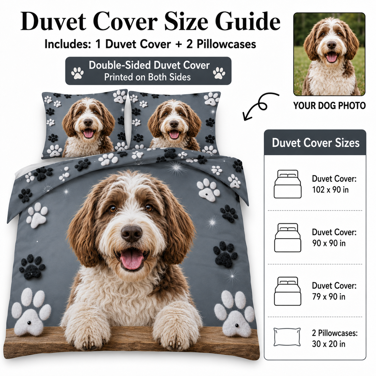 Custom Photo Pet Bedding Set, Personalized Dog Sheet Set For Pet Lovers THUC99