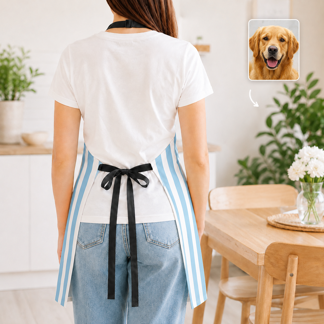 Custom Dog Photo Apron for Women and Men, Personalized Pet Parent Kitchen Apron Gift for Cooking and Grilling THUC99