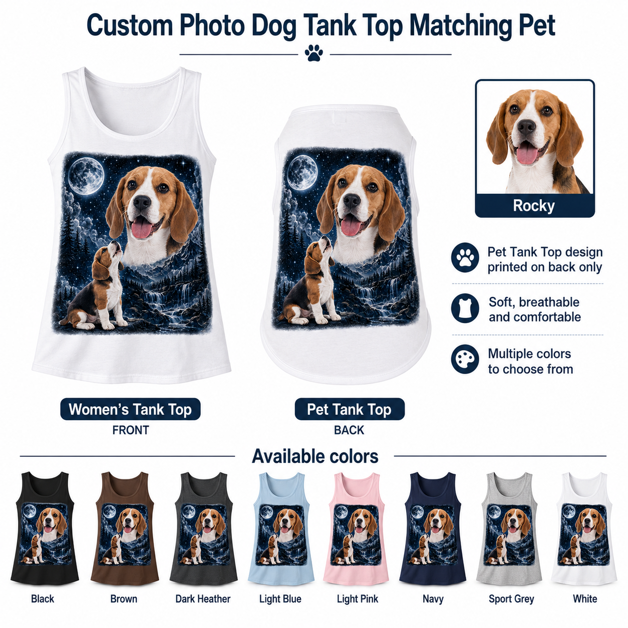 Custom Dog Tank Top and Dog Tank Top Set, Custom Photo Pet Shirt THUC99