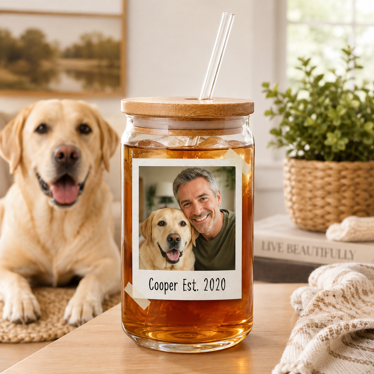 Personalized Puppy Photo Sipper Glass 16oz – Custom Drinkware for Dog Lovers THUC99