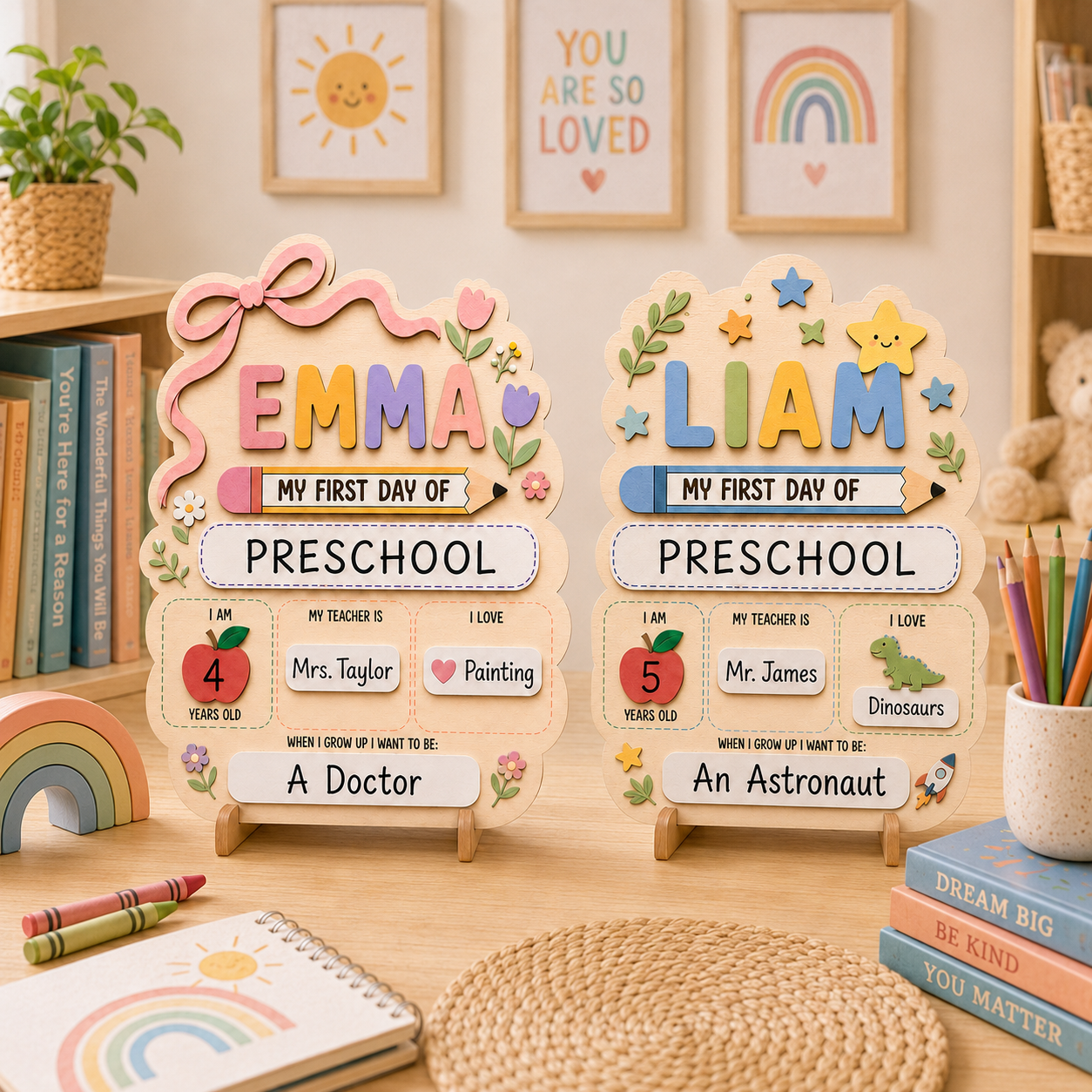 Custom Kids School Milestone Sign, First and Last Day Photo Board Gift For Boy And Girl THUC99