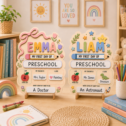 Custom Kids School Milestone Sign, First and Last Day Photo Board Gift For Boy And Girl THUC99