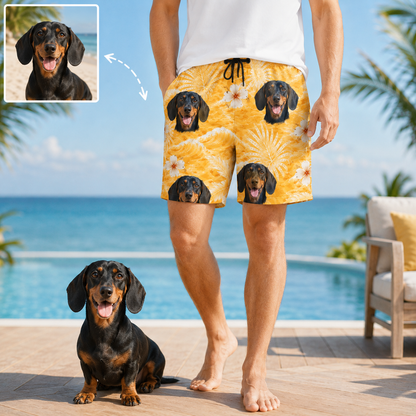 Personalized Dog Face Summer Shorts Custom Photo Beachwear for Vacation THUC99