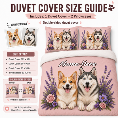 Custom Pet Photo Duvet Set, Personalized Dog Portrait Bedding Gift THUC99