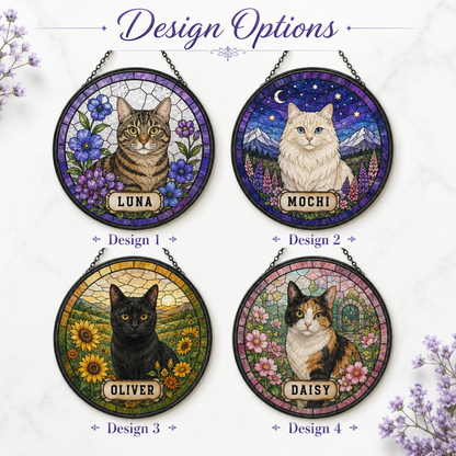 Custom Photo Cat Glass Suncatcher Ornament – Personalized Cat Portrait Decor THUC99