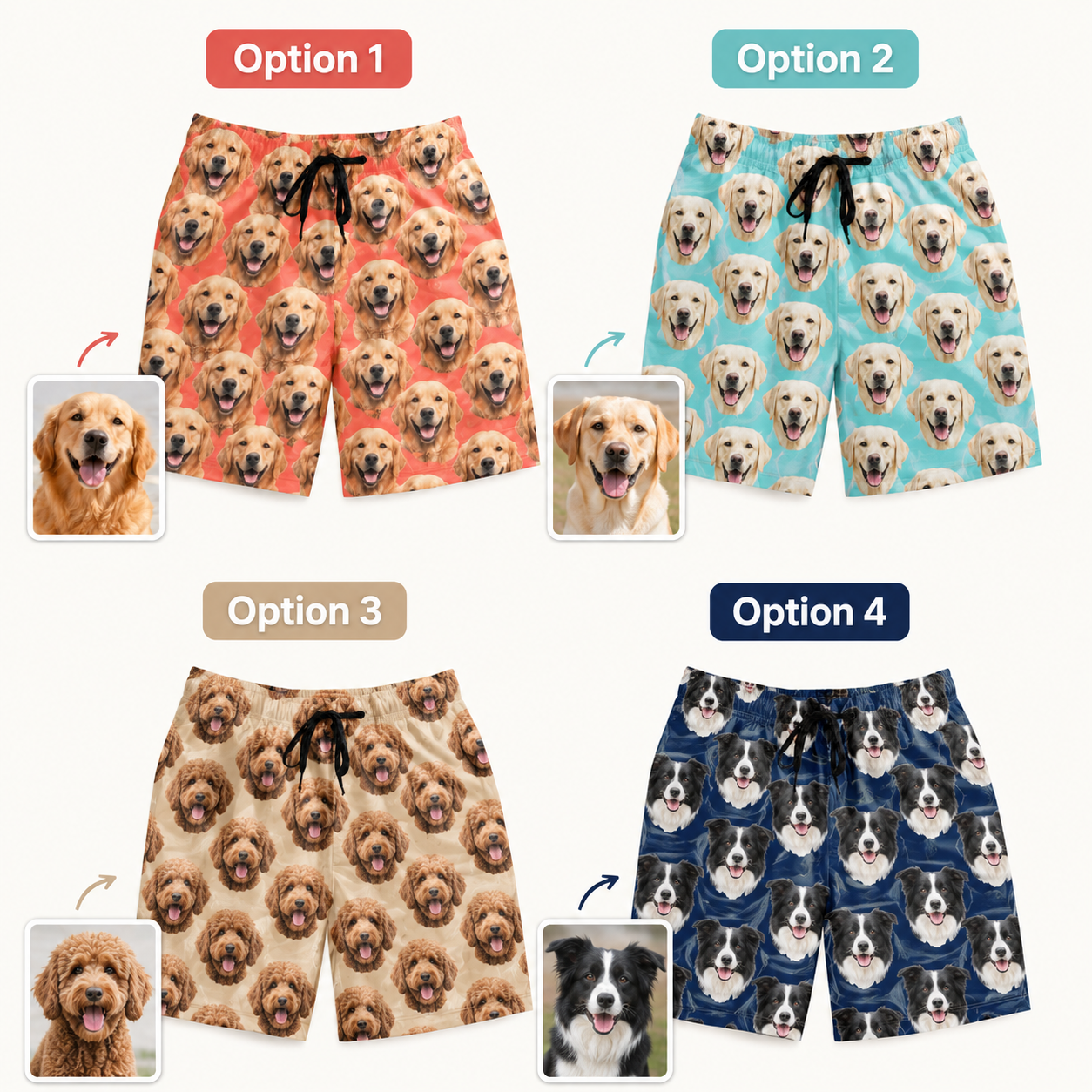 Personalized Custom Dog Picture Beach Shorts Summer Swim Trunks for Men THUC99