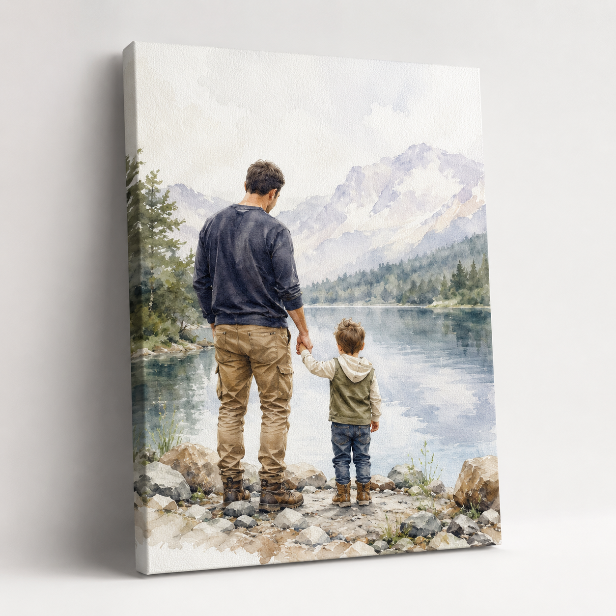 Custom Photo Dad And Son Canvas Wall Art - Custom Gift For Dad TOM99