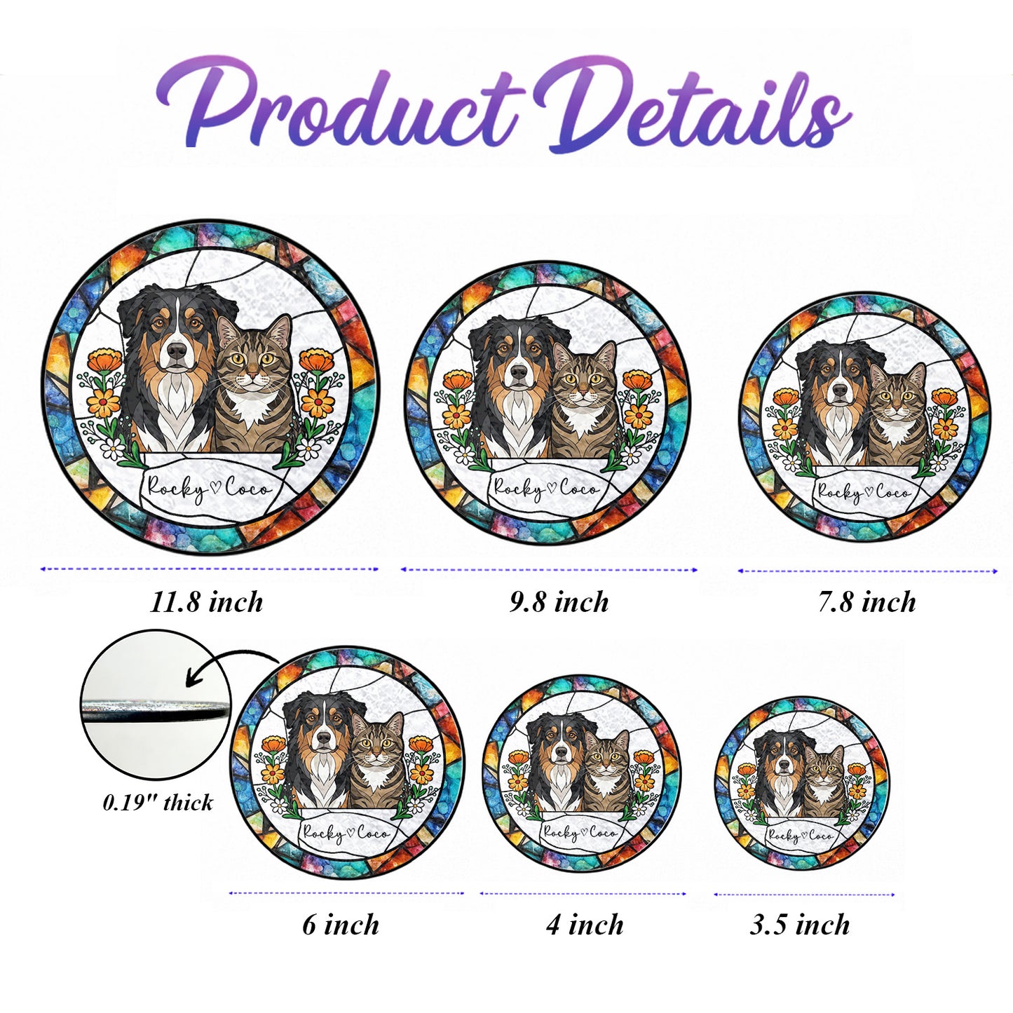 Personalized Dog Suncatcher – Custom Pet Portrait Stained Glass Window Hanging Gift (THUC99)