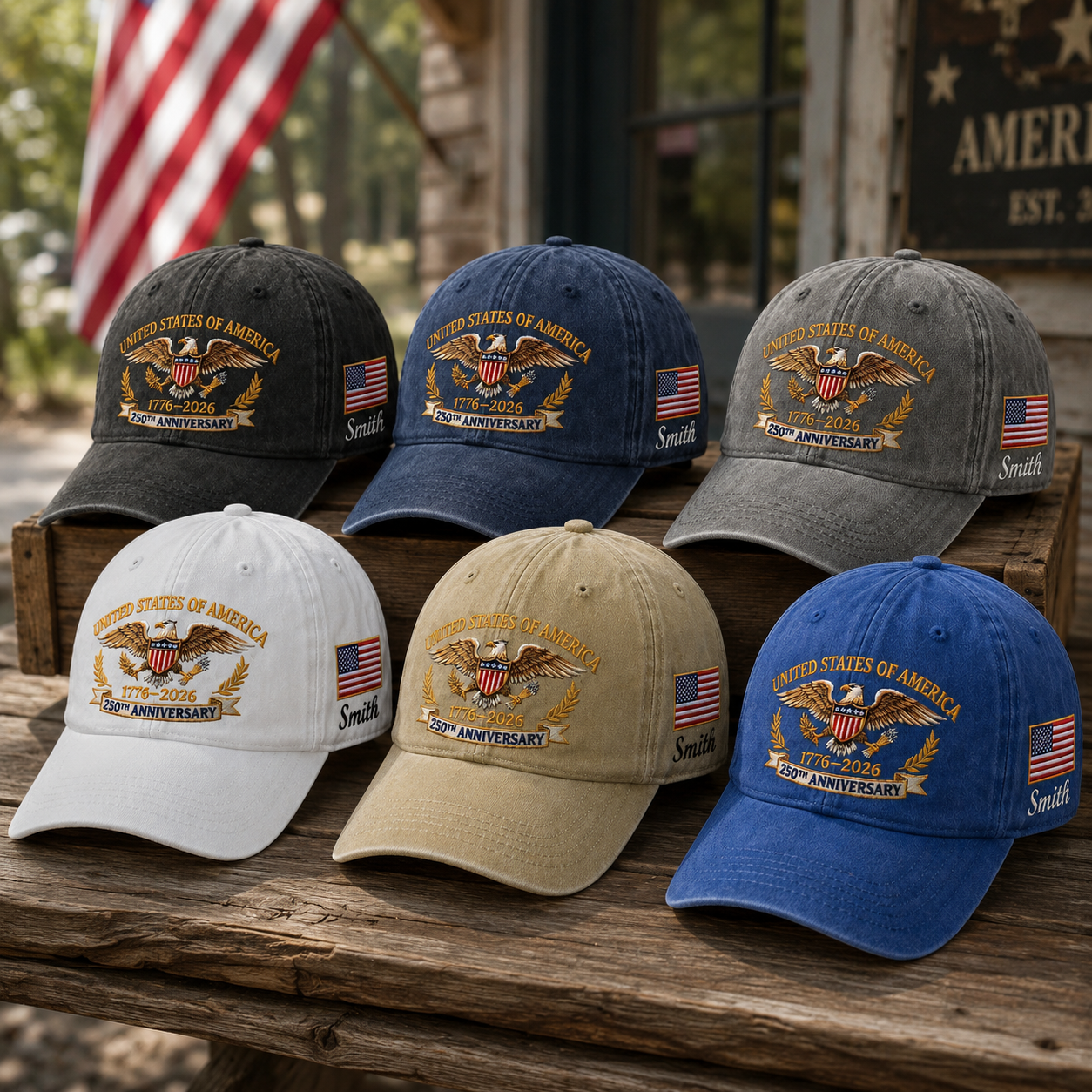America 250 Years of Liberty Embroidered Distressed Hat Semiquincentennial Celebration THUC99