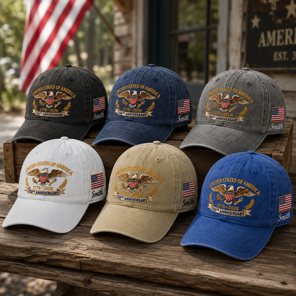 America 250 Years of Liberty Embroidered Distressed Hat Semiquincentennial Celebration THUC99