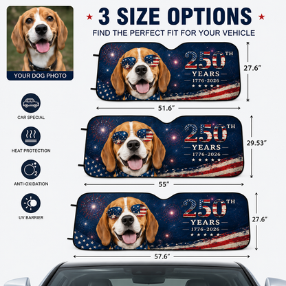 Custom Dog Lover Car Sun Shade, Personalized Pet Windshield Cover, Photo Auto Sunshade Gift THUC99