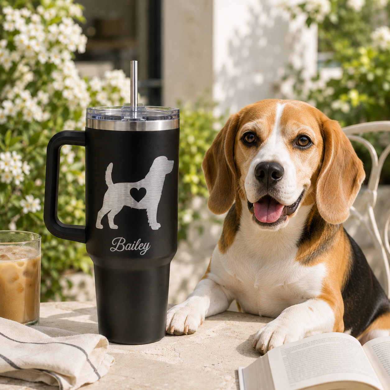 Personalized Dog Photo Travel Tumbler 40oz – Custom Pet Gift for Dog Lovers and Pet Parents THUC99