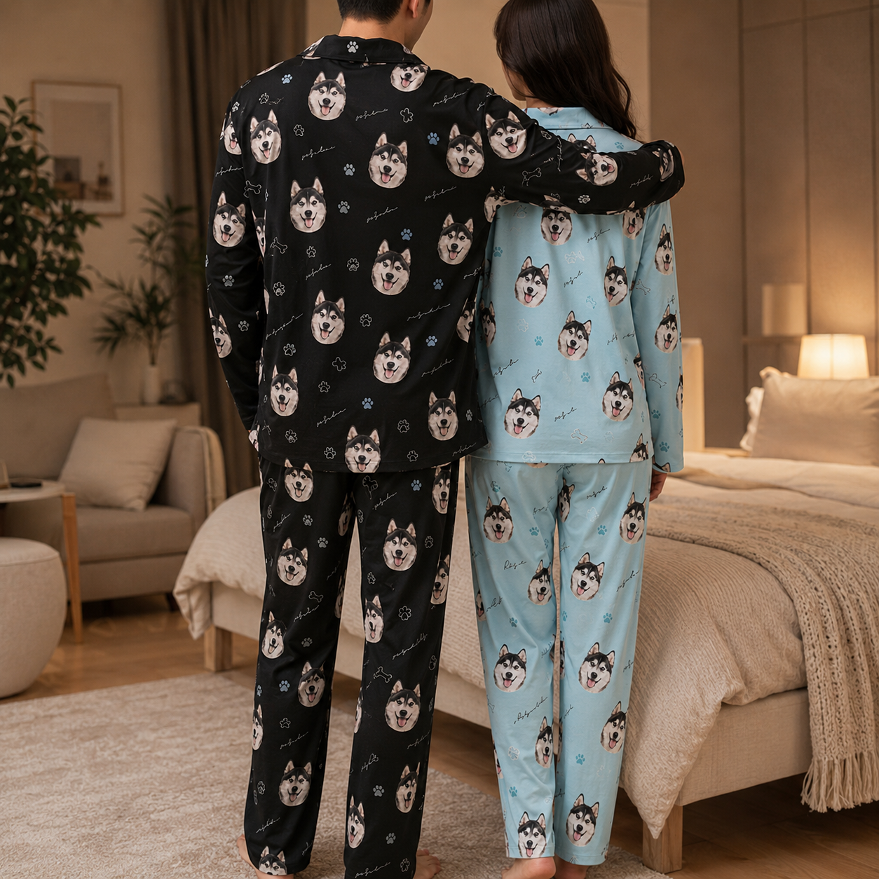 Custom Photo Dog Unisex Pajama Set, Personalized All Over Print Pet Lover Nightwear THUC99