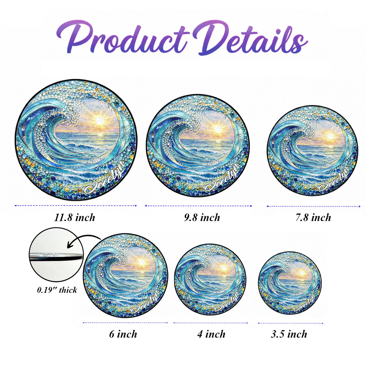 Personalized Ocean Wave Stained Glass Suncatcher – Custom Name Beach Sunset Window Hanging THUC99