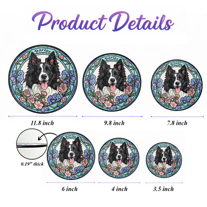 Custom Photo Dog Stained Glass Suncatcher - Personalized Pet Portrait Gift for Dog Mom, Dog Dad THUC99