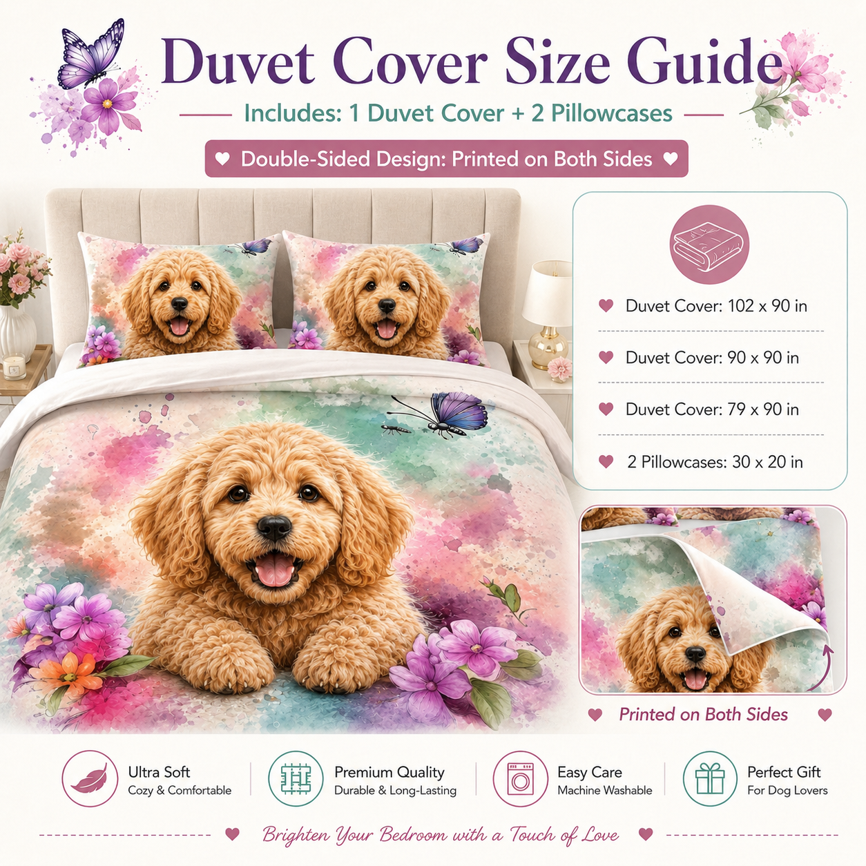 Personalized Pet Bedding Set, Custom Dog Photo Sheet Or Duvet Cover THUC99