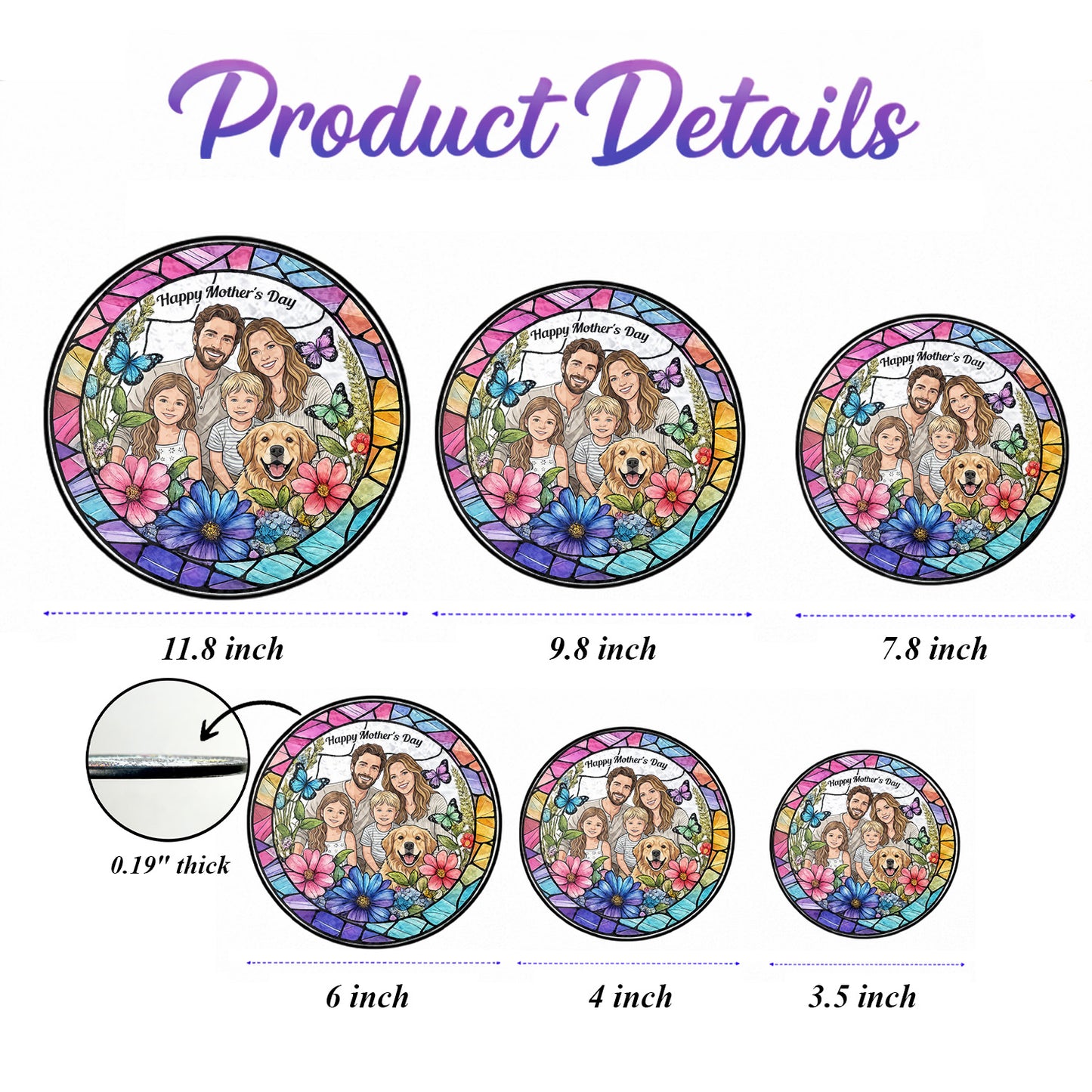 Custom Photo Family Stained Glass Hanging – Personalized Home Decor Gift For Mother's Day (THUC99)