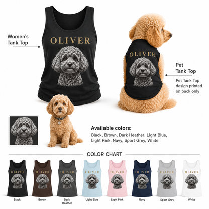 Personalized Women’s Dog Photo Tank Top Set, Matching Owner and Dog Summer Outfit THUC99