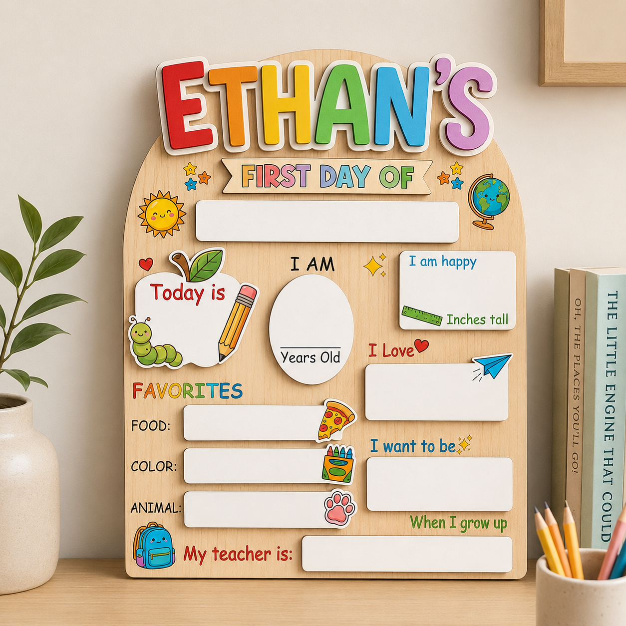 Personalized Back to School Photo Prop, Custom Acrylic Wood School Sign THUC99