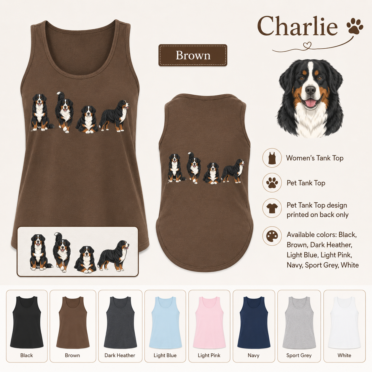 Custom Pet Photo Tank Top Set, Matching Owner and Dog Gift Outfit Gift For Women THUC99