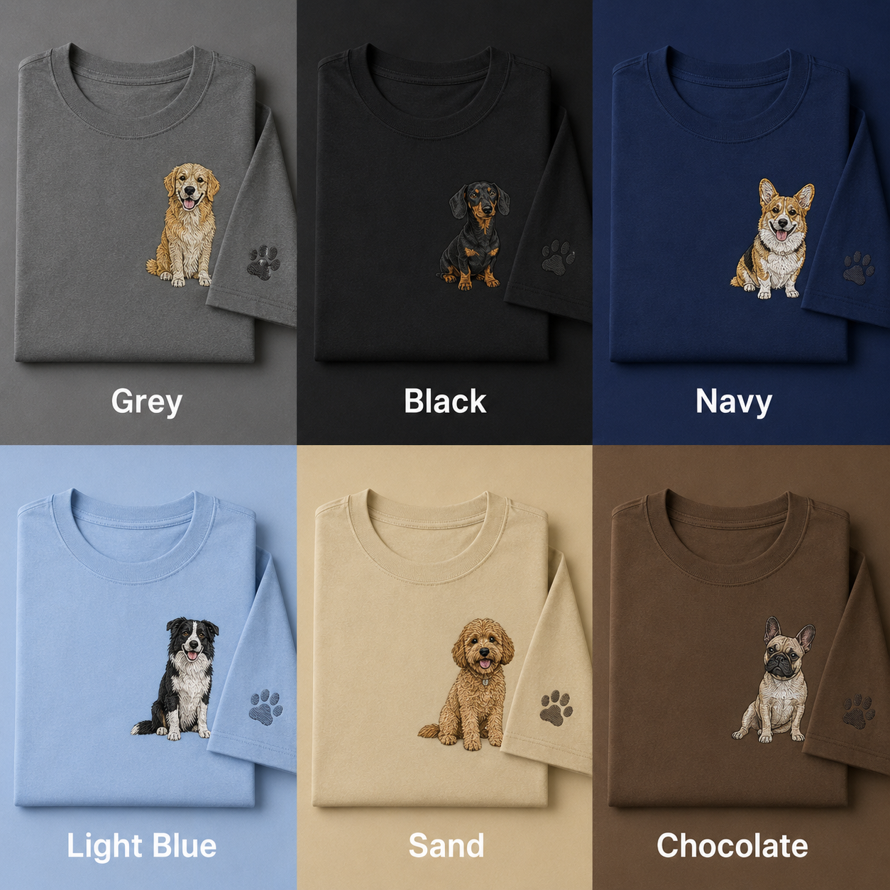 Custom Dog Mom Embroidered T-Shirt, Personalized Pet Portrait Tee, Dog Photo Shirt THUC99