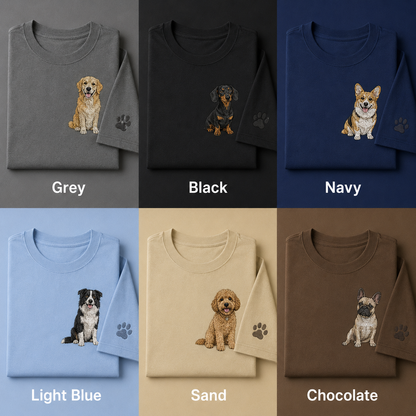 Custom Dog Mom Embroidered T-Shirt, Personalized Pet Portrait Tee, Dog Photo Shirt THUC99