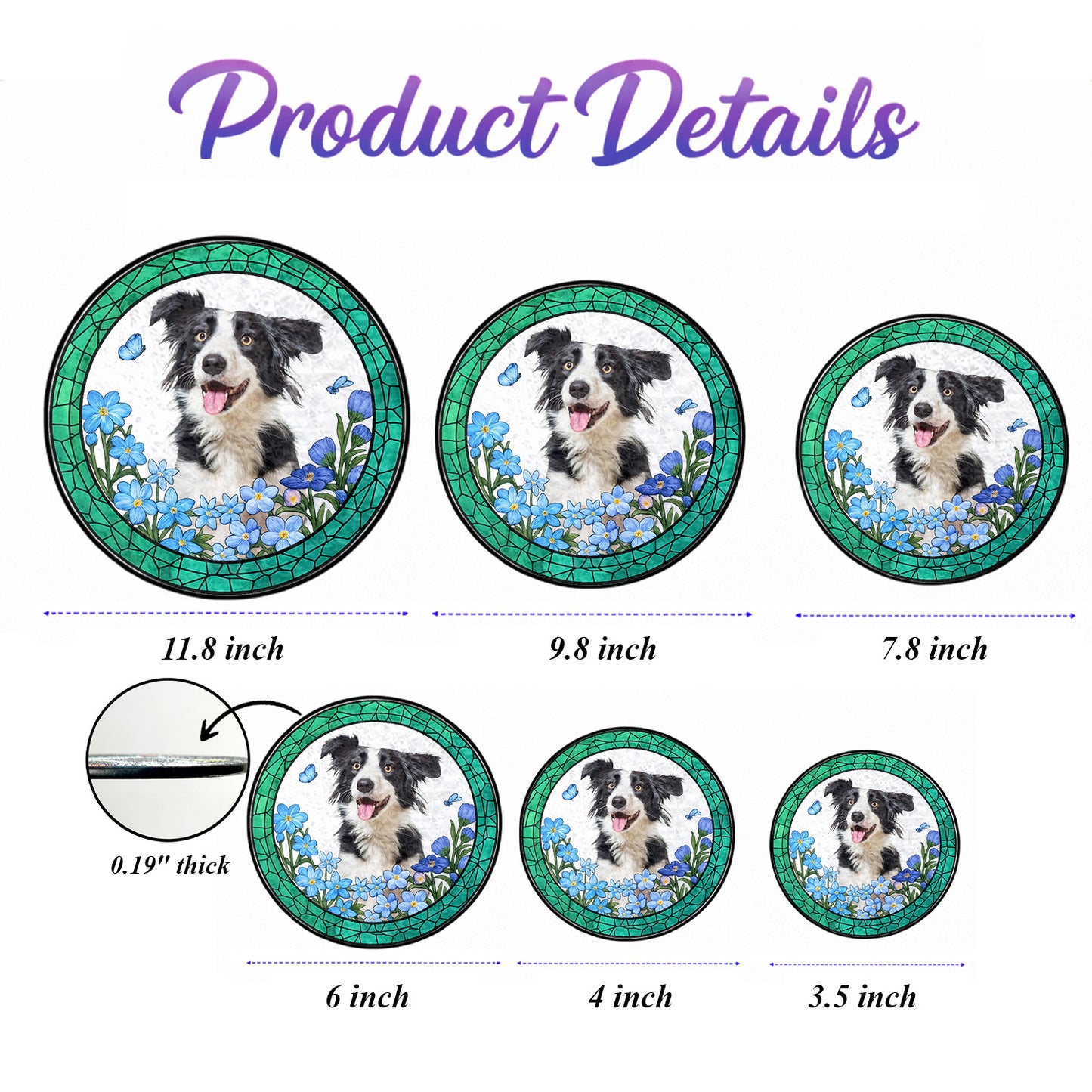 Custom Pet Photo Stained Glass Suncatcher – Personalized Dog Portrait Window Hanging (THUC99)