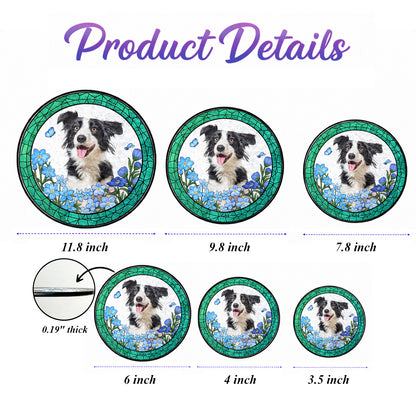 Custom Pet Photo Stained Glass Suncatcher – Personalized Dog Portrait Window Hanging (THUC99)