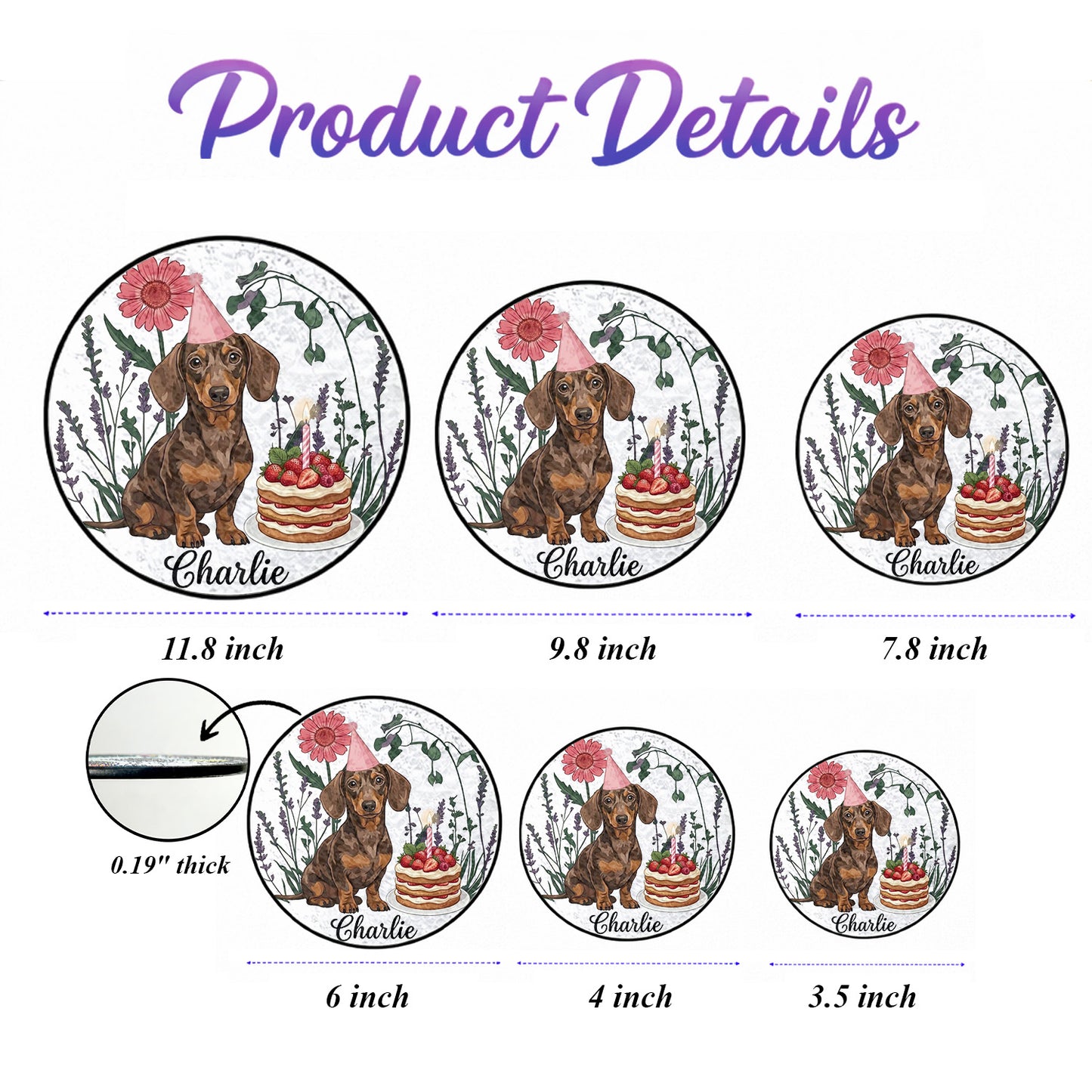 Custom Pet Birthday Suncatcher – Custom Photo Dog Portrait Window Hanging Decor (THUC99)