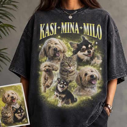 Custom Dog Photo Unisex Wash Shirt, Personalized Pet Lover T-Shirt | Dog Mom Gift THUC99