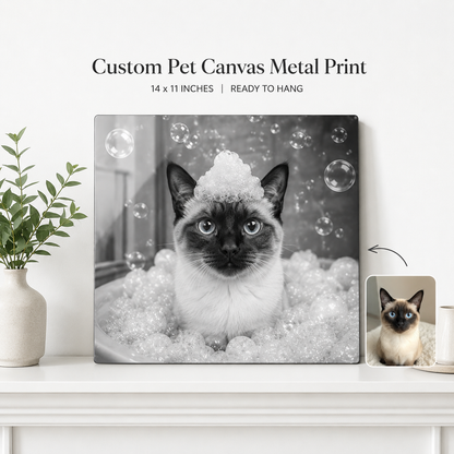 Personalized Cat Portrait Wall Decor – Custom Pet Photo Metal Print Gift For Cat Mom THUC99