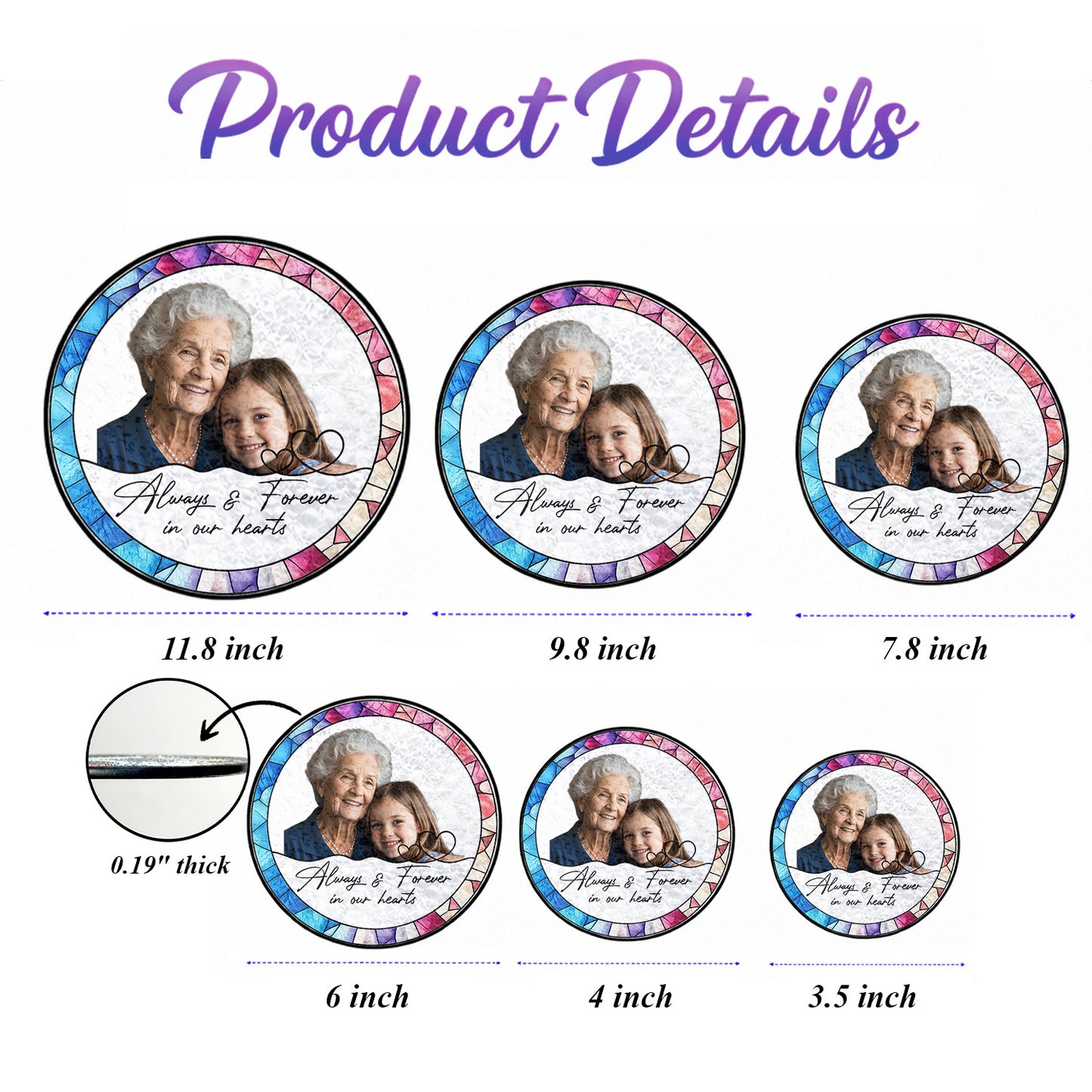 Custom Memorial Photo Stained Glass Suncatcher – Personalized Portrait Window Hanging (THUC99)