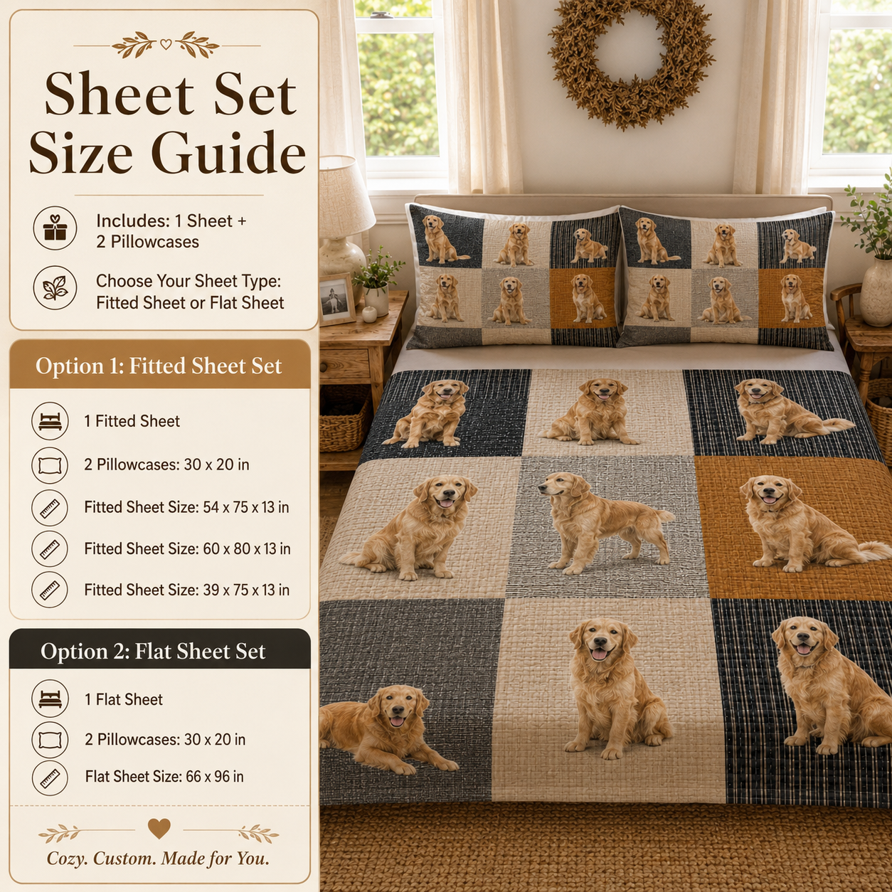 Custom Dog Face Bedding Set, Personalized Pet Portrait Bedroom Decor Gift THUC99