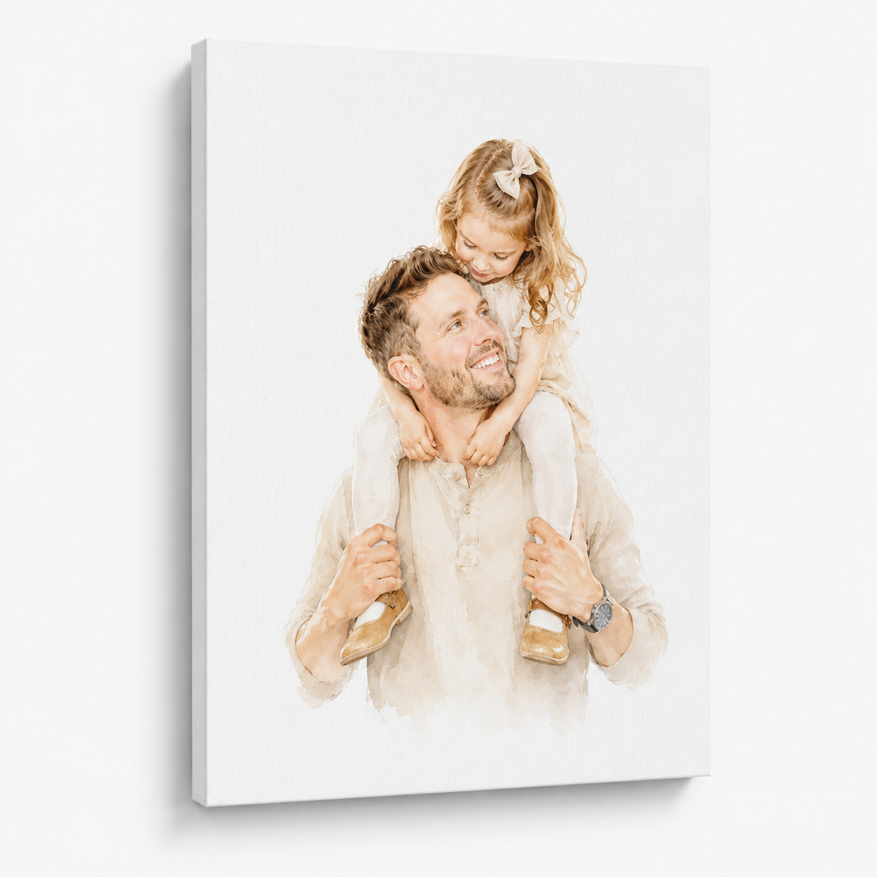 Custom Photo Baby Girl With Dad Canvas Wall Art - Custom Gift For Dad TOM99