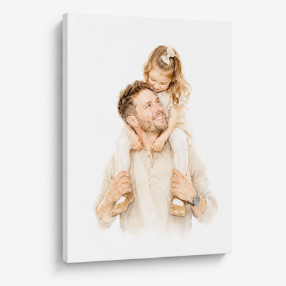 Custom Photo Baby Girl With Dad Canvas Wall Art - Custom Gift For Dad TOM99