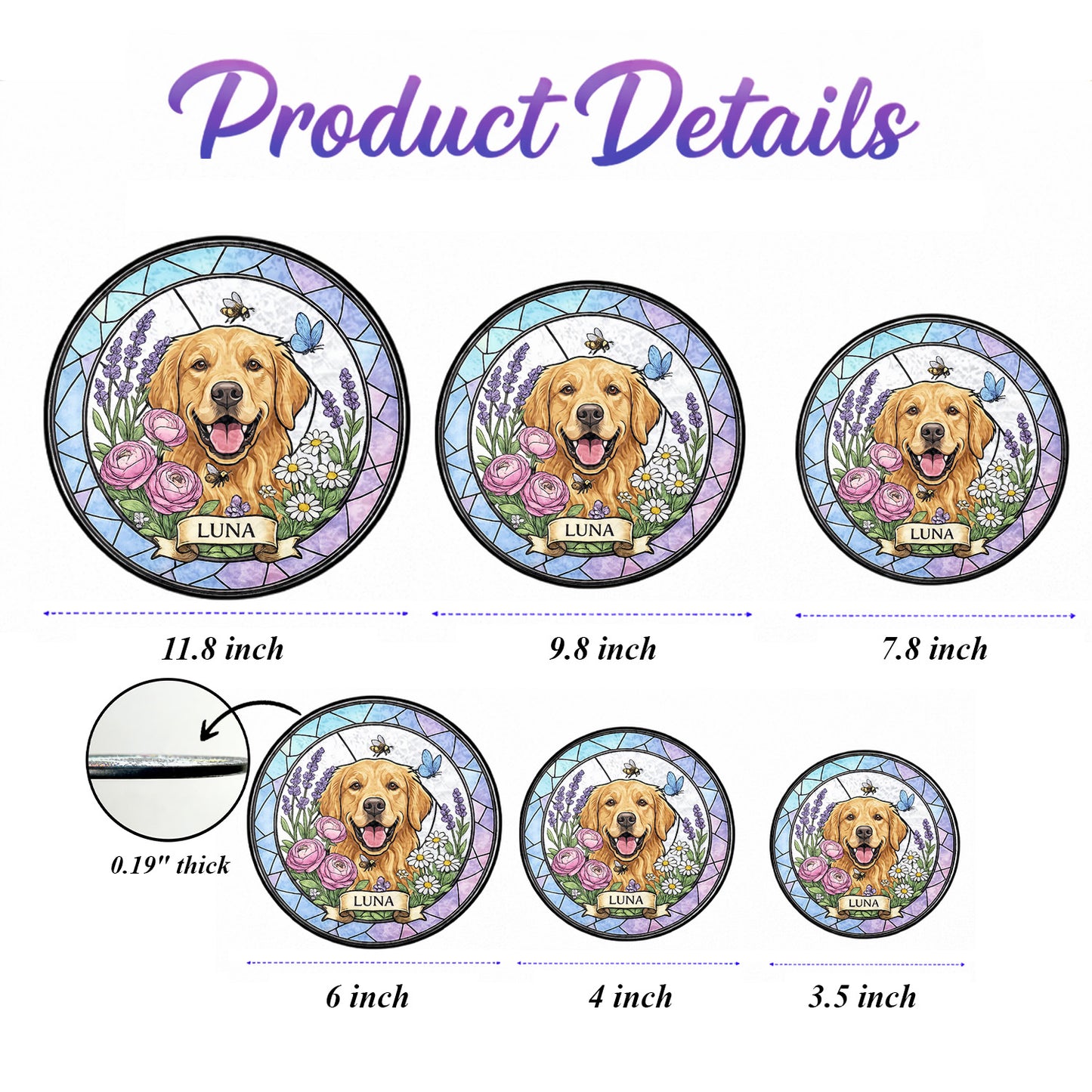 Custom Photo Dog Lover Glass Suncatcher Gift – Personalized Pet Cat Lover Gift (THUC99)