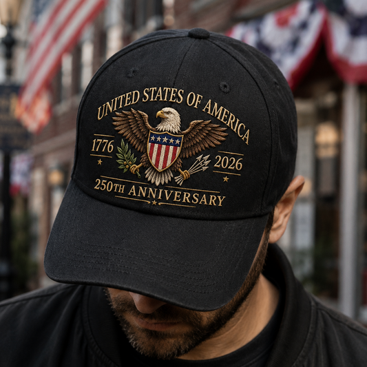 USA 250th Anniversary Embroidered Vintage Hat 1776–2026 Patriotic Adjustable Dad Cap THUC99