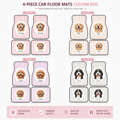 Personalized Pet Photo Car Floor Mat Set, Custom Dog Floor Mats, Cute Car Accessories THUC99