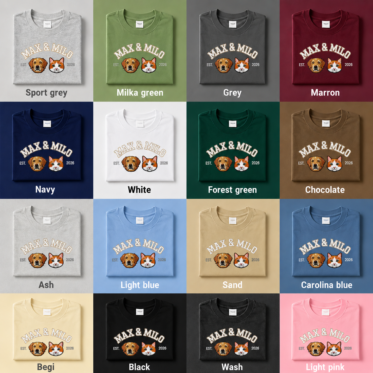 Personalized Dog Embroidery T-Shirt, Custom Pet Photo Tee, Dog Dad Gift Shirt THUC99