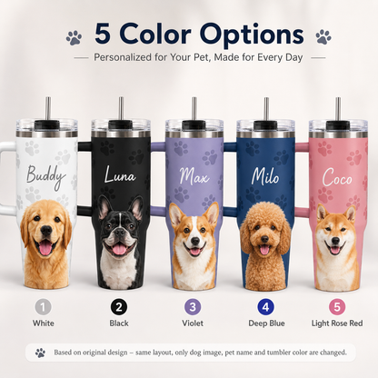Custom Dog Photo Tumbler 40oz – Unique Personalized Gift for Pet Owners and Animal Lovers THUC99