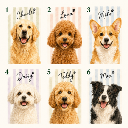 Custom Dog Photo Frame Magnet, Personalized Pet PortraitGold Frame Dog Artwork Magnet THUC99