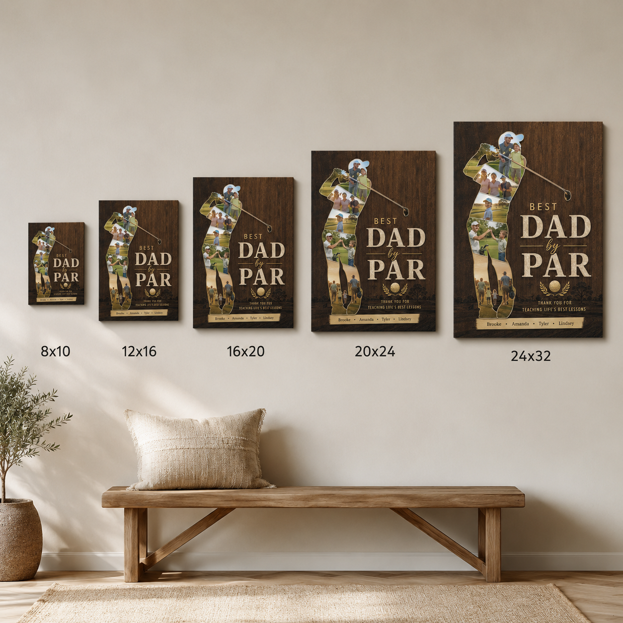 Custom Photo Best Dad By Par Canvas Wall Art - Custom Gift For Dad TOM99