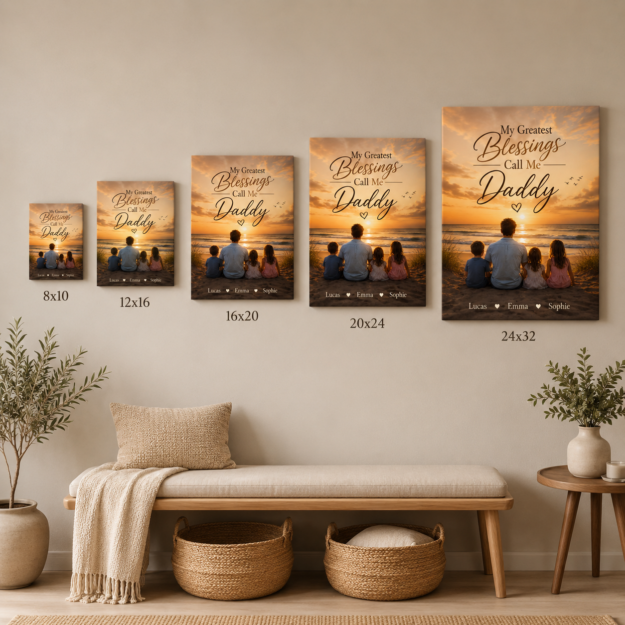 Custom Photo My Greatest Blessing Call Me Daddy Canvas Wall Art - Custom Gift For Dad TOM99