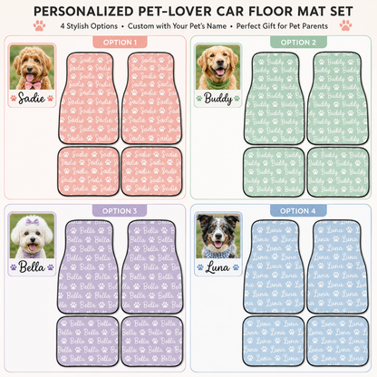 Personalized Dog Car Floor Mats 4-Piece Set, Custom Pet Photo Auto Mat, Dog Lover Gift THUC99