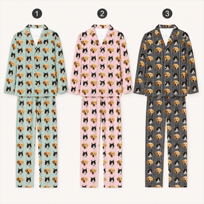 Custom Dog Face Pajamas Set, Personalized Pet Lover Unisex Sleepwear Gift for Dog Owners THUC99