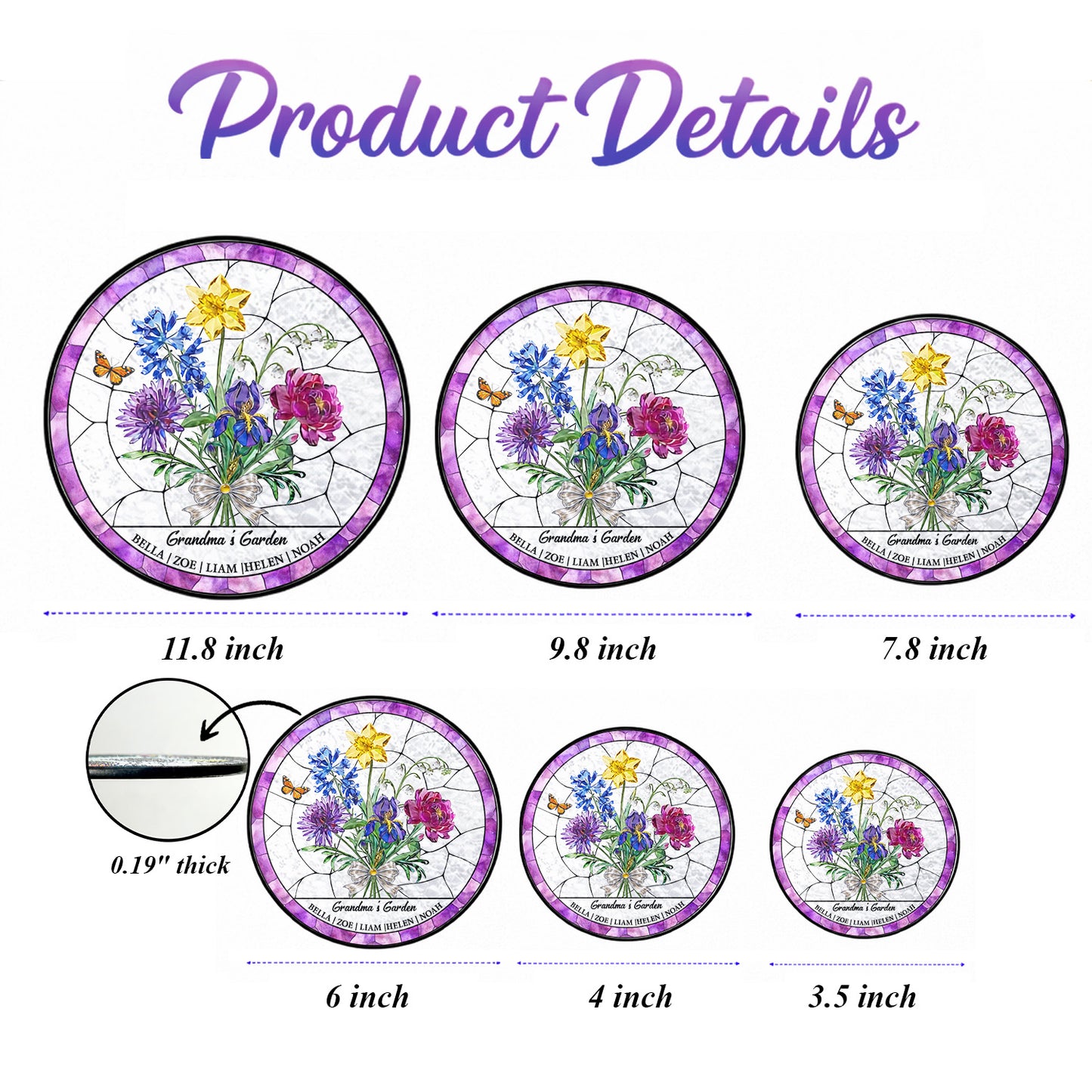 Custom Name Grandma Flower Garden Suncatcher - Personalized Mother's Day Gift THUC99